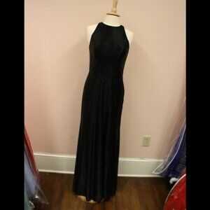 Hayley Paige Occasions Black High Neck Open Back Liquid Metal 10